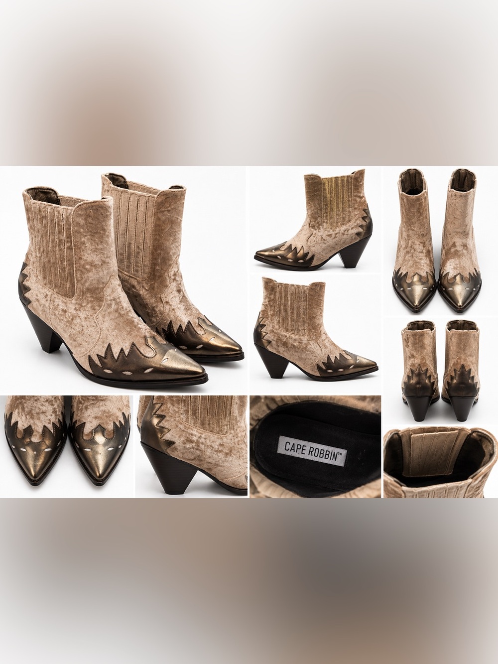 Cape Robbin Western Cowboy Boots Crushed Velvet Metallic Size 7